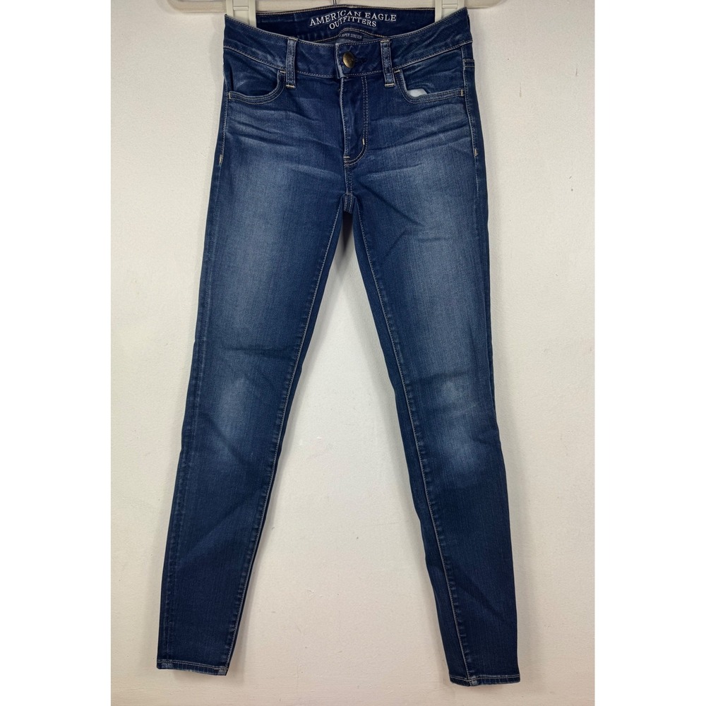 American Eagle Super Stretch Jeans Womens 0 Dark Wash Skinny Denim - Picture 3 of 16